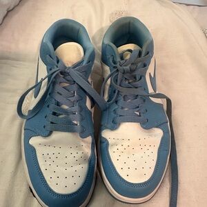 Blue and White Nike Air Jordan's Sneakers (low top)